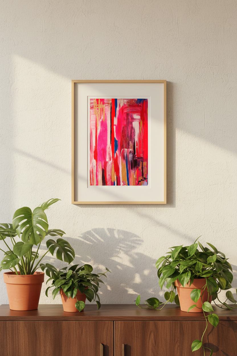 mockup pintura Rose, Red & Magenta