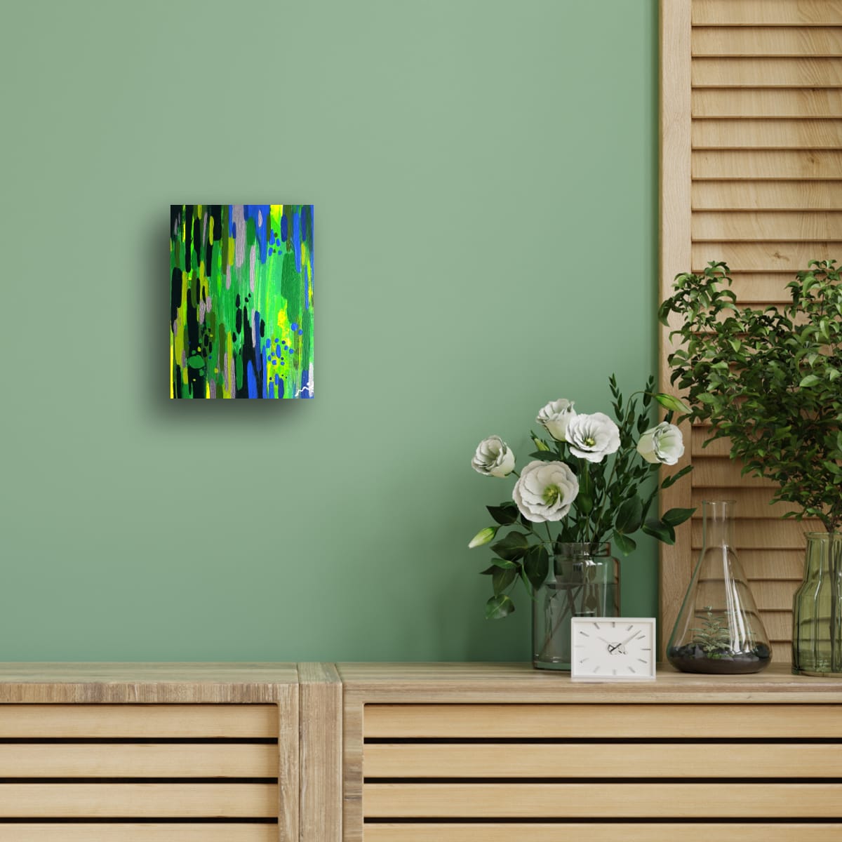 mockup pintura green nature frame wall